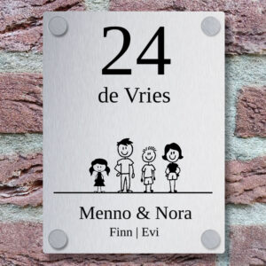 Staand Voordeur Naambordje Rvs Look Geborsteld